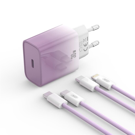 XO CE18 PD 30W gyorstöltő (Lila) – USB-C csatlakozó, Type-C kábellel