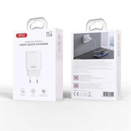 XO CE25 PD 25W gyorstöltő (Fehér) – USB-C csatlakozó