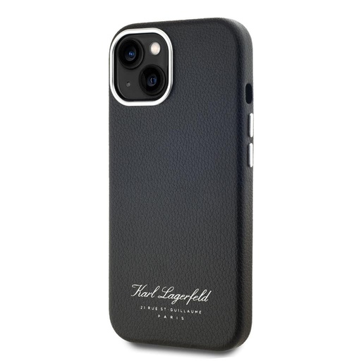 Apple iPhone 15 Karl Lagerfeld Grained PU Hotel RSG tok (Fekete) – KLHCP15SPGWCMKHK