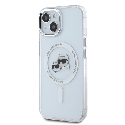 Apple iPhone 15 Karl Lagerfeld IML K&CH Heads Metal Frame MagSafe tok (Átlátszó) – KLHMP15SHLSKCH