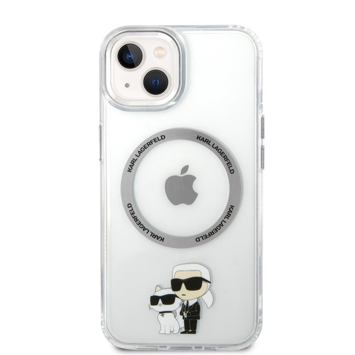 Apple iPhone 15 Karl Lagerfeld IML Karl and Choupette MagSafe tok (Átlátszó) – KLHMP15SHNKCIT