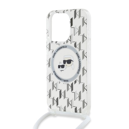 Apple iPhone 15 Pro Max Karl Lagerfeld IML Monogram Crossbody K&CH Heads MagSafe tok (Átlátszó) – KLHMP15XHCKCKLCT