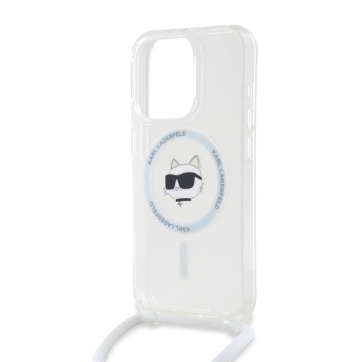 Apple iPhone 15 Pro Max Karl Lagerfeld IML Crossbody Choupette Head MagSafe tok (Átlátszó) – KLHMP15XHCCHNT