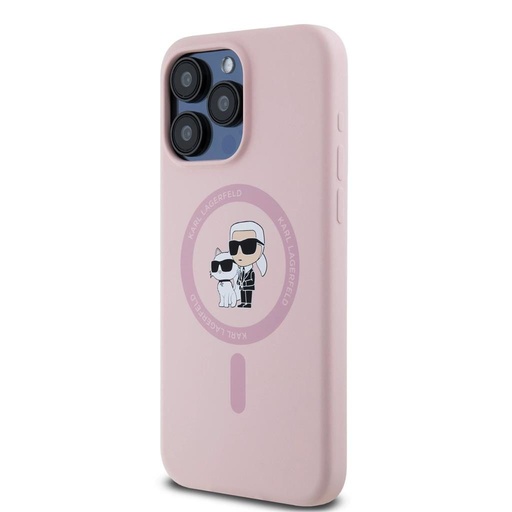 Apple iPhone 15 Pro Max Karl Lagerfeld Liquid Silicone Karl and Choupette MagSafe tok (Rózsaszín) – KLHMP15XSCMKCRHP