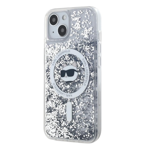 Apple iPhone 15 Karl Lagerfeld Liquid Glitter Choupette Head MagSafe tok (Átlátszó) – KLHMP15SLGCHSGH
