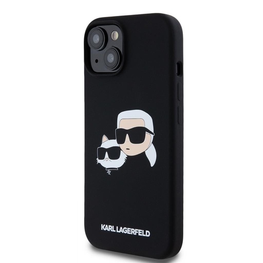 Apple iPhone 15 Black Karl Lagerfeld Liquid Silicone Double Heads MagSafe tok (Fekete) – KLHMP15SSKCHPPLK