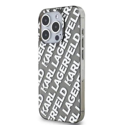 Apple iPhone 15 Pro Max Karl Lagerfeld IML Electroplated Repeated Logo tok (Ezüst) – KLHCP15XHKFOEMS