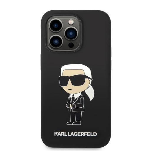 Apple iPhone 15 Pro Karl Lagerfeld Liquid Silicone Ikonik NFT tok (Fekete) – KLHCP15LSNIKBCK