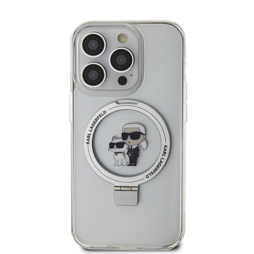 Apple iPhone 15 Pro Max Karl Lagerfeld Ringstand Karl and Choupette MagSafe tok (Fehér) – KLHMP15XHMRSKCH