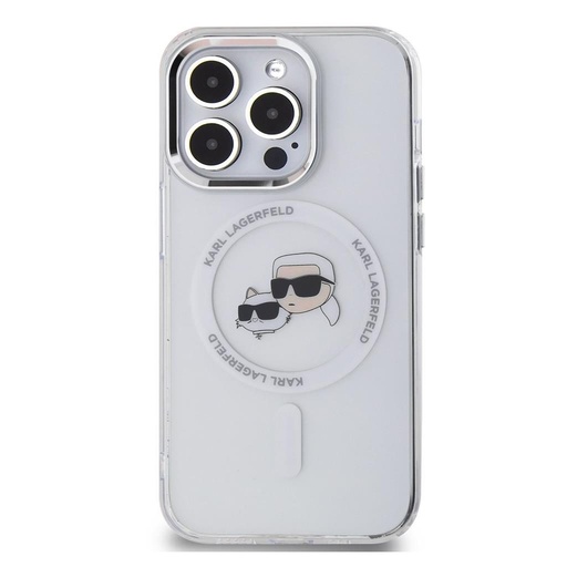 Apple iPhone 15 Pro Karl Lagerfeld IML K&CH Heads Metal Frame MagSafe tok (Átlátszó) – KLHMP15LHLSKCH