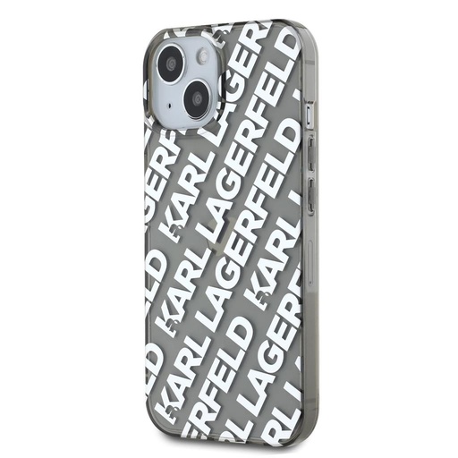 Apple iPhone 15 Karl Lagerfeld IML Electroplated Repeated Logo tok (Ezüst) – KLHCP15SHKFOEMS