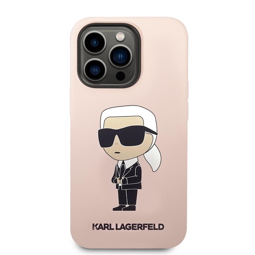 Apple iPhone 15 Pro Max Karl Lagerfeld Liquid Silicone Ikonik NFT tok (Rózsaszín) – KLHCP15XSNIKBCP
