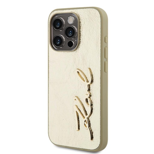 Apple iPhone 15 Pro Max Karl Lagerfeld Wrinkled Signature tok (Arany) – KLHCP15XPFMFBKMD