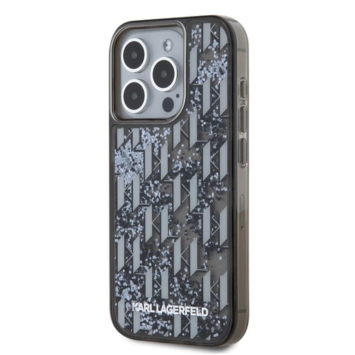 Apple iPhone 15 Pro Karl Lagerfeld Liquid Glitter Monogram Gradient tok (Fekete) – KLHCP15LLKLGKCCK