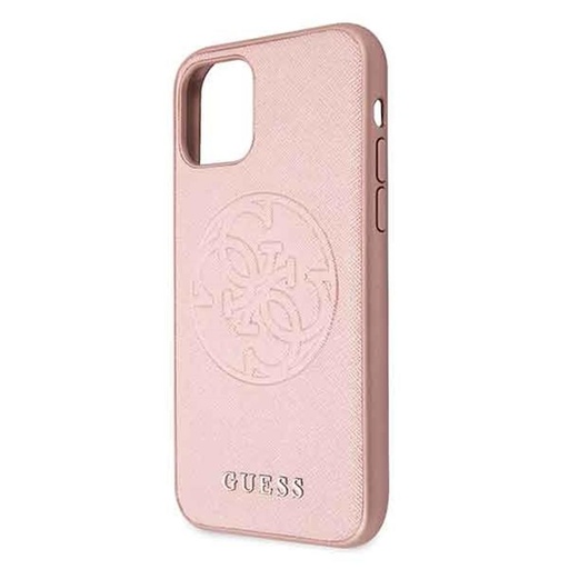 Apple iPhone 11 Pro Guess Saffiano Embossed Circle Logo tok (Rózsaszín) - GUHCN58RSSASRG