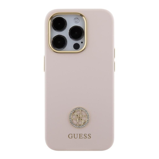 Apple iPhone 15 Pro Guess Liquid Silicone 4G Metal Logo tok (Rózsaszín) - GUHCP15LM4DGPP