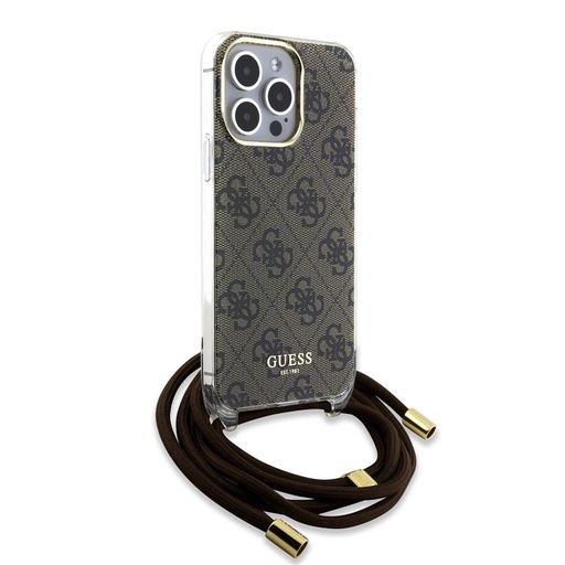 Apple iPhone 15 Pro Max Guess IML 4G Crossbody Strap tok (Barna) - GUHCP15XHC4SEW