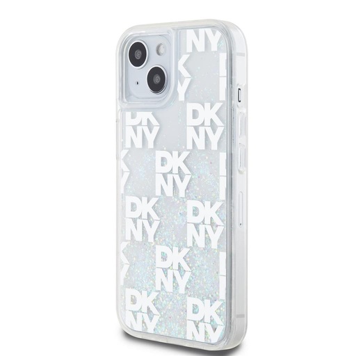 Apple iPhone 15 DKNY Liquid Glitter Checkered Pattern hátlap tok (Áltlátszó - DKHCP15SLCPEPT)