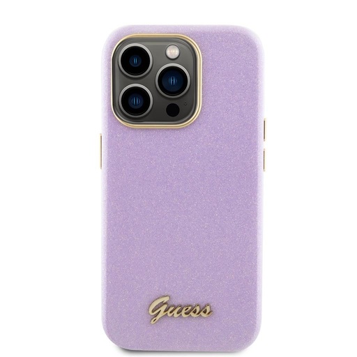 Apple iPhone 15 Pro Guess PU Glitter teljesen fedő tok (Lila) - GUHCP15LPGMCSL