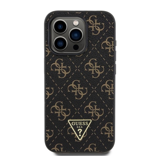 Apple iPhone 15 Pro Guess PU Leather 4G Triangle Metal Logo tok (Fekete) - GUHCP15LPG4GPK