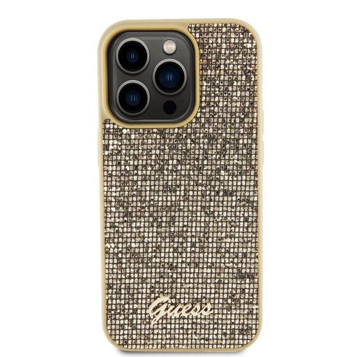 Apple iPhone 15 Pro Guess PU Square Mirror Script Logo tok (Arany) - GUHCP15LPMSDGSD