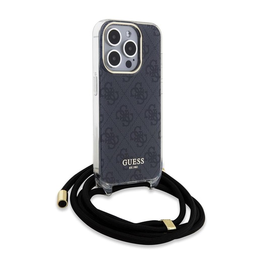 Apple iPhone 15 Pro Guess IML 4G Crossbody Strap tok (Fekete) - GUHCP15LHC4SEK