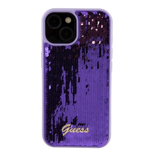 Apple iPhone 15 Guess Sequin Script Logo tok (Lila) - GUHCP15SPSFDGSU
