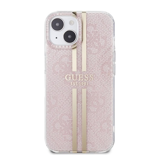 Apple iPhone 15 Guess IML 4G Gold Stripe tok (Rózsaszín) - GUHCP15SH4PSEGP