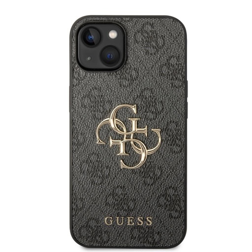 Apple iPhone 15 Guess PU 4G Metal Logo tok (Szürke) - GUHCP15S4GMGGR