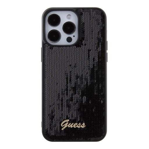 Apple iPhone 15 Pro Max Guess Sequin Script Logo tok (Fekete) - GUHCP15XPSFDGSK