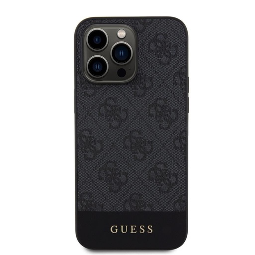 Apple iPhone 15 Pro Guess PU 4G Stripe MagSafe tok (Fekete) - GUHMP15LG4GLGR
