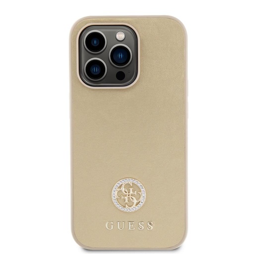 Apple iPhone 15 Pro Max Guess PU 4G Strass Metal Logo tok (Arany) - GUHCP15XPS4DGPD