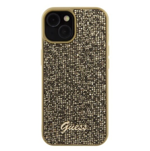 Apple iPhone 15 Guess PU Square Mirror Script Logo tok (Arany) - GUHCP15SPMSDGSD