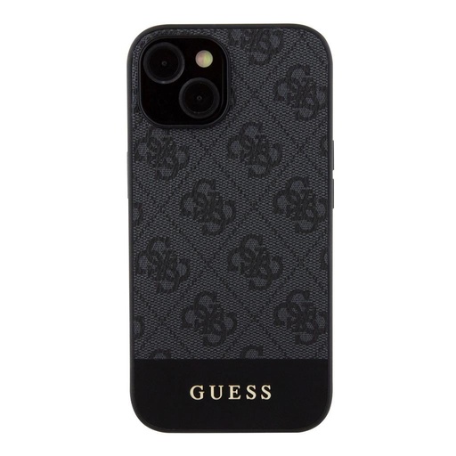 Apple iPhone 15 Guess PU 4G Stripe MagSafe tok (Fekete) - GUHMP15SG4GLGR