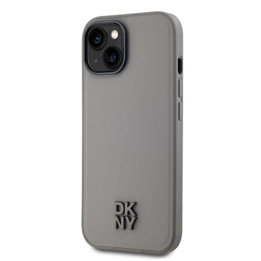 Apple iPhone 15 DKNY PU Leather Stack Logo Magsafe hátlap tok (Szürke - DKHMP15SPSMCSLE)