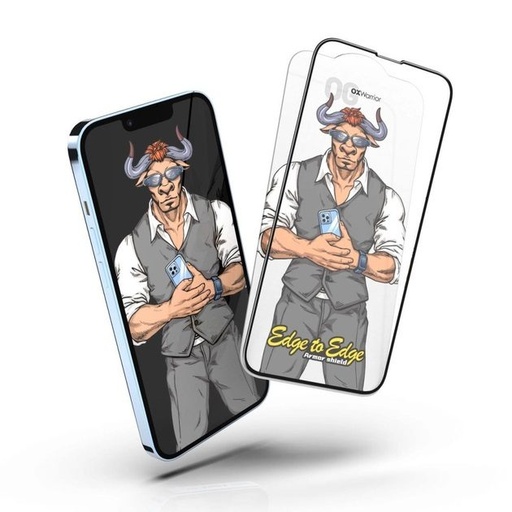 Samsung Galaxy A15 4G / Galaxy A15 5G OX Warrior Mr. Gentleman big arc strapabíró üvegfólia Átlátszó Fekete Keret