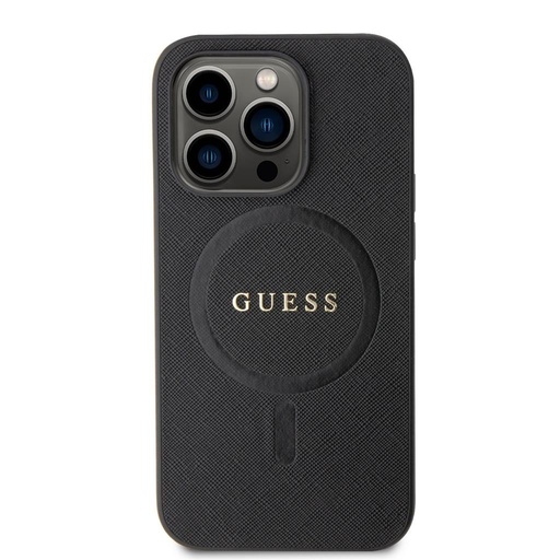 Apple iPhone 15 Pro Guess PU Saffiano MagSafe tok (Fekete) - GUHMP15LPSAHMCK