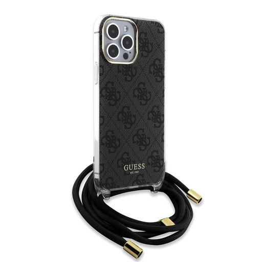 Apple iPhone 15 Pro Max Guess IML 4G Crossbody Strap tok (Fekete) - GUHCP15XHC4SEK