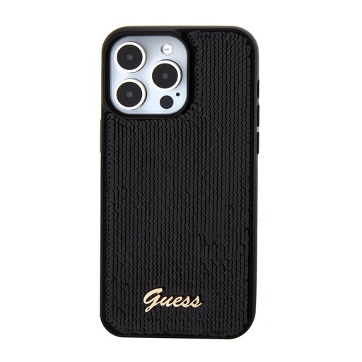 Apple iPhone 15 Pro Guess Sequin Script Logo tok (Fekete) - GUHCP15LPSFDGSK