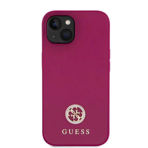 Apple iPhone 15 Guess PU 4G Strass Metal Logo tok (Rózsaszín) - GUHCP15SPS4DGPP