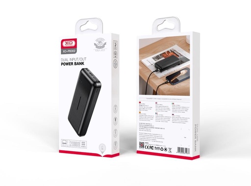 XO PB302 power bank 20000 mAh (Fekete) – digitális kijelző