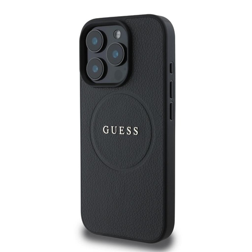Apple iPhone 16 Pro Max Guess PU Grained Classic Logo MagSafe tok (Fekete) - GUHMP16XPGHSMMK