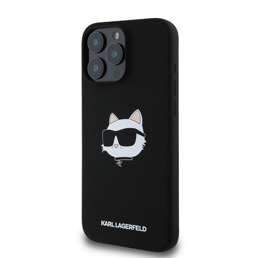 Apple iPhone 16 Pro Karl Lagerfeld Liquid Silicone Choupette Head MagSafe tok (Fekete) – KLHMP16LSCHPPLK