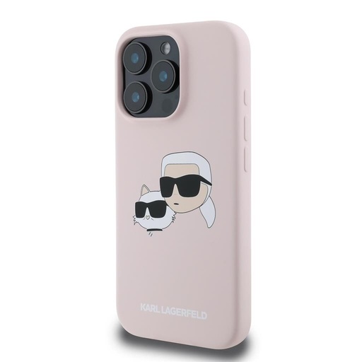 Apple iPhone 16 Pro Karl Lagerfeld Liquid Silicone Double Heads MagSafe tok (Rózsaszín) – KLHMP16LSKCHPPLP
