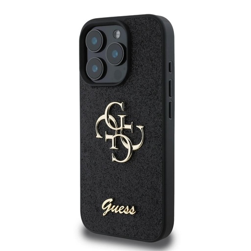 Apple iPhone 16 Pro Max Guess PU Fixed Glitter 4G Metal Logo tok (Fekete) - GUHCP16XHG4SGK