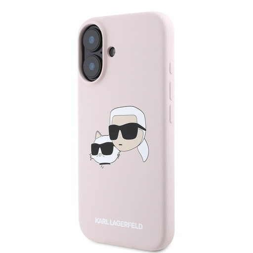 Apple iPhone 16 Karl Lagerfeld Liquid Silicone Double Heads MagSafe tok (Rózsaszín) – KLHMP16SSKCHPPLP