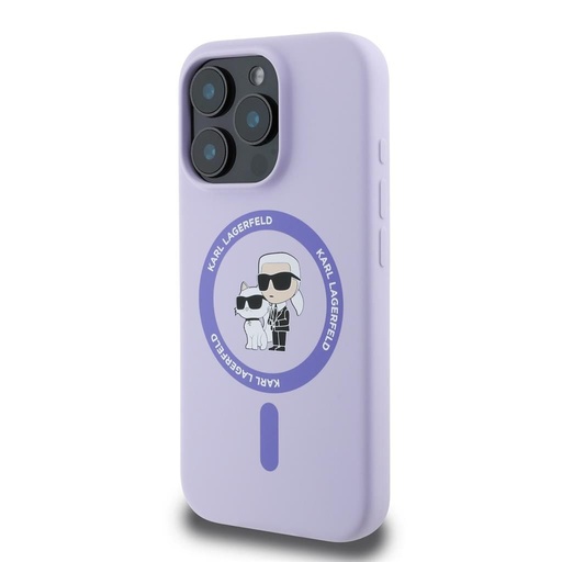Apple iPhone 16 Pro Karl Lagerfeld Liquid Silicone Karl and Choupette MagSafe tok (Lila) – KLHMP16LSCMKCRHU