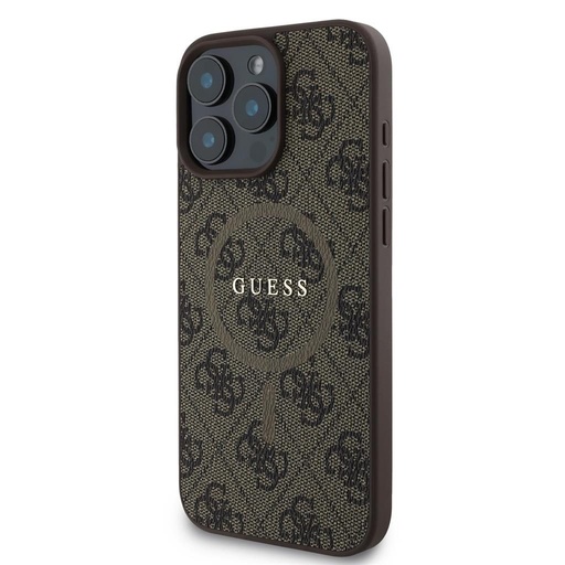 Apple iPhone 16 Pro Max Guess PU Leather 4G Colored Ring MagSafe tok (Barna) - GUHMP16XG4GFRW