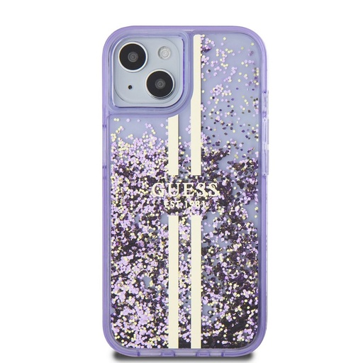 Apple iPhone 15 Guess Liquid Glitter Gold Stripe tok (Lila) - GUHCP15SLFCSEGU