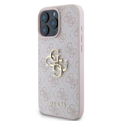 Apple iPhone 16 Pro Max Guess PU 4G Metal Logo tok (Rózsaszín) - GUHCP16X4GMGPI